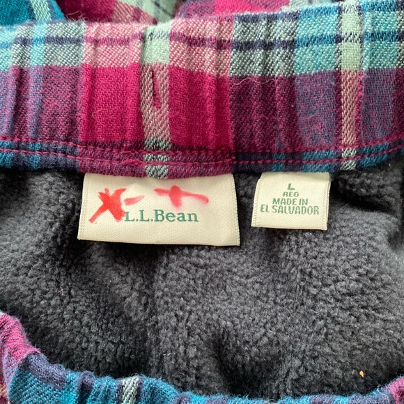 L.L. Bean Fleece Lined Plaid Flannel Pajama Pants - Size Large Regular - Picture 3 of 9